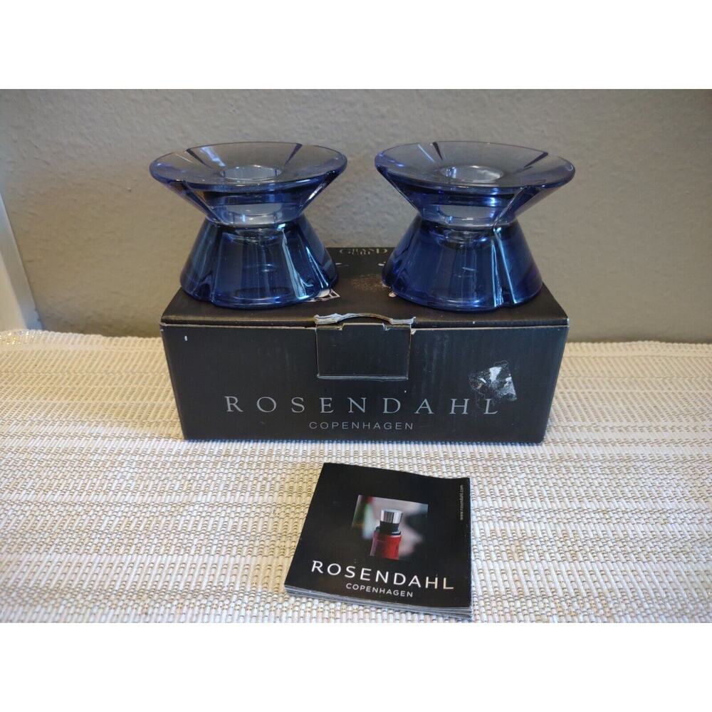 Rosendahl Grand Cru Glass Candle Stick Holders Purple GUC with original box